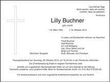 Traueranzeige Lilly Buchner