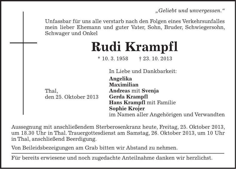 Traueranzeige Rudi Krampfl