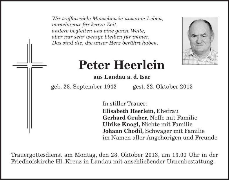 Traueranzeige Peter Heerlein