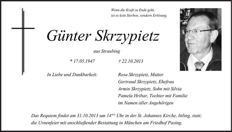 Traueranzeige Günter Skrzypietz