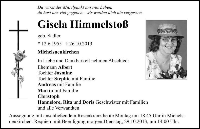Traueranzeige Gisela Himmelstoß