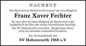 Traueranzeige Franz-Xaver Fechter