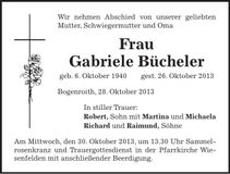 Traueranzeige Gabriele Bücheler