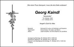 Traueranzeige Georg Kaindl