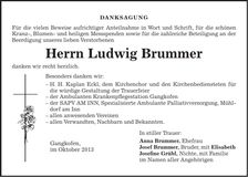 Traueranzeige Ludwig Brummer