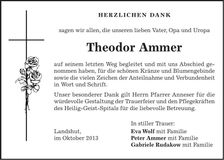 Traueranzeige Theodor Ammer