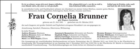Traueranzeige Cornelia Brunner