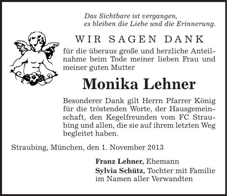 Traueranzeige Monika Lehner
