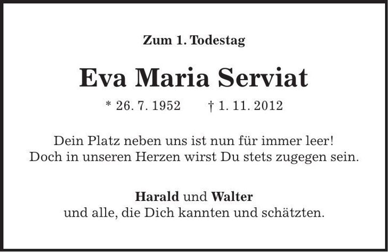 Traueranzeige Maria Serviat