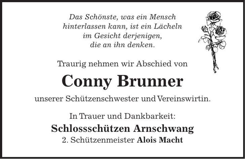 Traueranzeige Conny Brunner