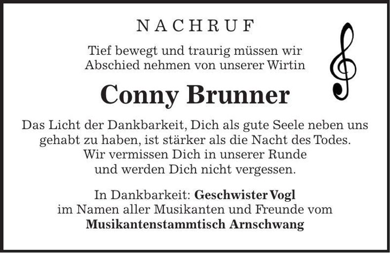 Traueranzeige Conny Brunner