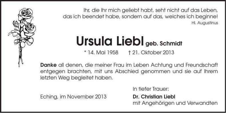 Traueranzeige Ursula Liebl