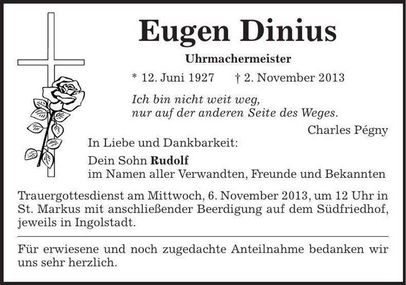 Traueranzeige Eugen Dinius