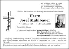 Traueranzeige Josef Mühlbauer