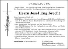 Traueranzeige Josef Englbrecht