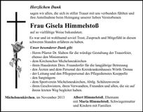 Traueranzeige Gisela Himmelstoß