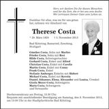 Traueranzeige Therese Costa