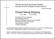 Traueranzeige Erhard Georg Döpping