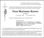 Traueranzeige Marianne Karrer