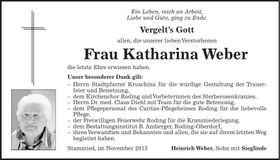 Traueranzeige Katharina Weber