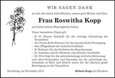Traueranzeige Roswitha Kopp