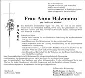 Traueranzeige Anna Holzmann
