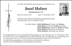 Traueranzeige Josef Holzer