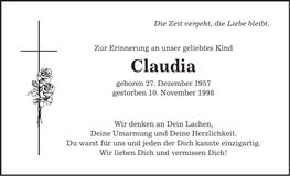 Traueranzeige Claudia 