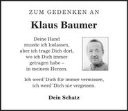 Traueranzeige Klaus Baumer