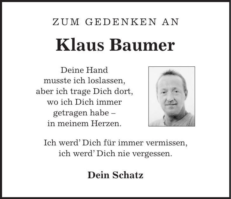 Traueranzeige Klaus Baumer