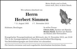 Traueranzeige Herbert Simmen