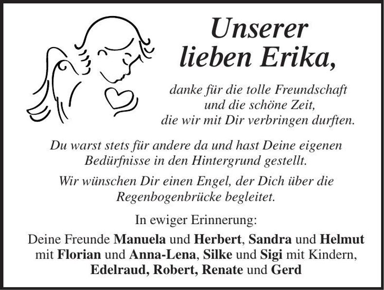 Traueranzeige Erika Hummel