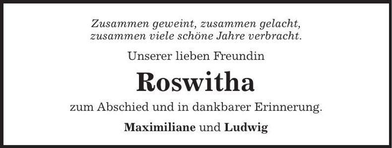 Traueranzeige Roswitha 