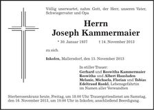 Traueranzeige Joseph Kammermaier