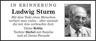 Traueranzeige Ludwig Sturm