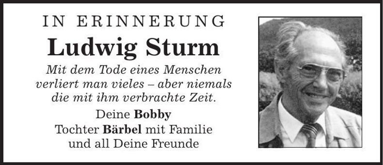 Traueranzeige Ludwig Sturm