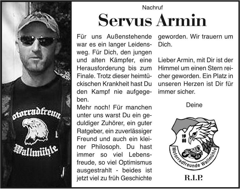Traueranzeige Armin 