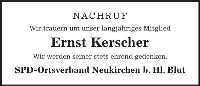 Traueranzeige Ernst Kerscher