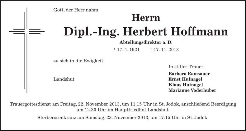 Traueranzeige Herbert Hoffmann