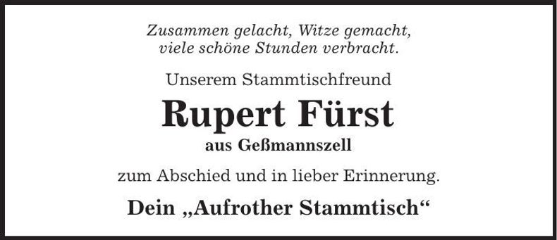 Traueranzeige Rupert Fürst