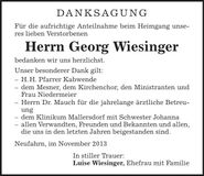 Traueranzeige Georg Wiesinger