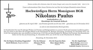 Traueranzeige Nikolaus Paulus