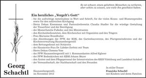 Traueranzeige Georg Schachtl