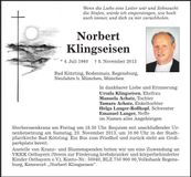 Traueranzeige Norbert Klingseisen