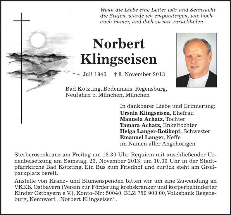 Traueranzeige Norbert Klingseisen