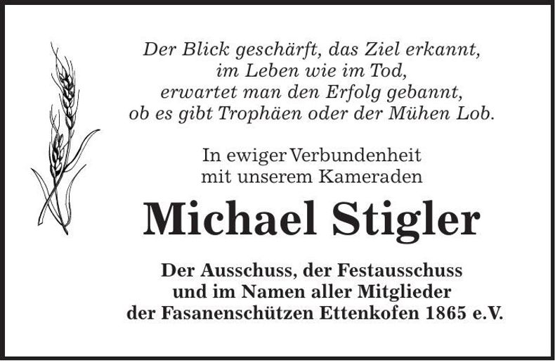 Traueranzeige Michael Stigler