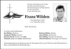 Traueranzeige Franz Wilden