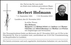 Traueranzeige Herbert Hofmann