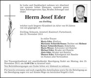 Traueranzeige Josef Eder
