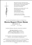 Traueranzeige Rupert Peter Haim